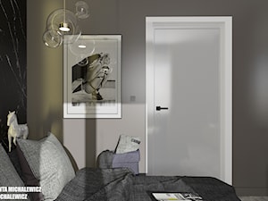 Zielona Góra - wnętrze sypialni dla młodego mężczyzny - Mała czarna sypialnia, styl nowoczesny - zdjęcie od ARTchitektura Michalewicz