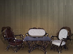 Zestaw mebli fotele z poroża kanapa z poroża ława z poroża - zdjęcie od HornArt - Meble z poroża