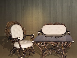salon myśliwski fotel z poroża kanapa z poroża i ława z poroża - zdjęcie od HornArt - Meble z poroża