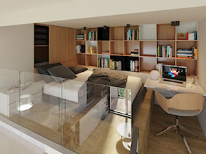 Mieszkanie 1 - Średnia szara z biurkiem sypialnia na poddaszu, styl nowoczesny - zdjęcie od Minimaxy