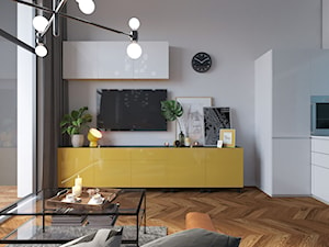 Mieszkanie 2 - Średni szary salon z kuchnią, styl nowoczesny - zdjęcie od Minimaxy