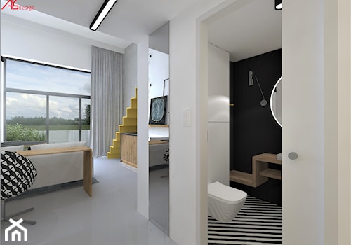 Mikromieszkanie z antersolą - łazienka. salon - zdjęcie od ASdesign PROJEKTY WNĘTRZ i ELEWACJI
