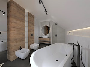 Łazienka drewno, jasny beton - zdjęcie od ASdesign PROJEKTY WNĘTRZ i ELEWACJI