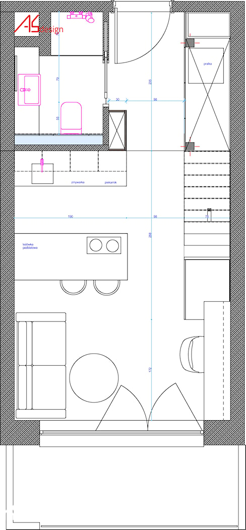 układ funkcjonalny pomieszcenia - zdjęcie od ASdesign PROJEKTY WNĘTRZ i ELEWACJI - Homebook
