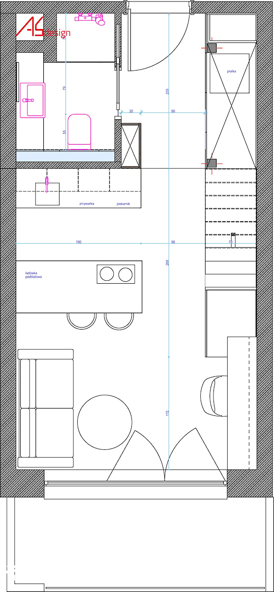 układ funkcjonalny pomieszcenia - zdjęcie od ASdesign PROJEKTY WNĘTRZ i ELEWACJI