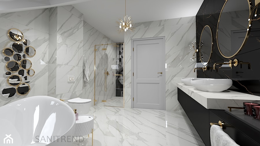 Marmurowa łazienka - Łazienka, styl glamour - zdjęcie od SANITREND Salon Łazienek
