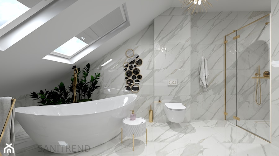 Marmurowa łazienka - Łazienka, styl glamour - zdjęcie od SANITREND Salon Łazienek