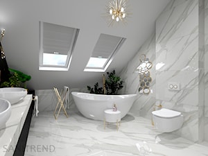 Marmurowa łazienka - Duża z lustrem łazienka z oknem, styl glamour - zdjęcie od SANITREND Salon Łazienek