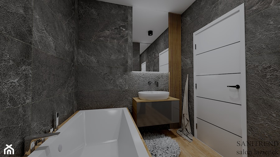 Ciemna łazienka - Imitacja kamień - Łazienka, styl nowoczesny - zdjęcie od SANITREND Salon Łazienek