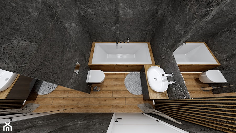 Ciemna łazienka - Imitacja kamień - Łazienka, styl nowoczesny - zdjęcie od SANITREND Salon Łazienek