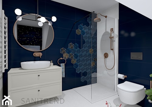 Granatowa łazienka - Łazienka, styl tradycyjny - zdjęcie od SANITREND Salon Łazienek