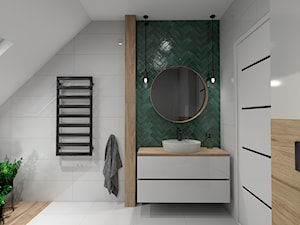 Zielona łazienka / Butelkowa zieleń - jodełka 2 - Łazienka, styl nowoczesny - zdjęcie od SANITREND Salon Łazienek