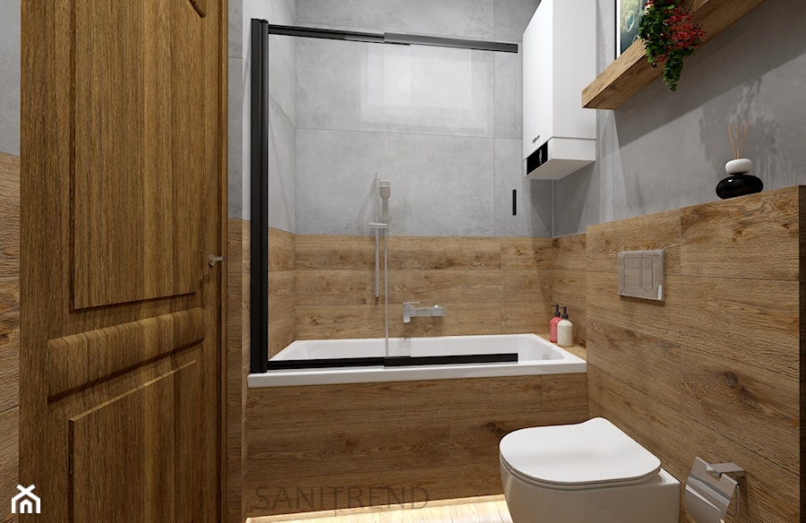 Mała łazienka z wanną - Łazienka, styl rustykalny - zdjęcie od SANITREND Salon Łazienek