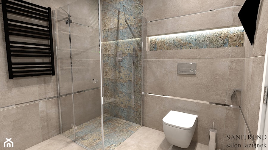 Projek łazienki w stylu nowoczesny z wykorzystaniem płytki carper aparici - zdjęcie od SANITREND Salon Łazienek