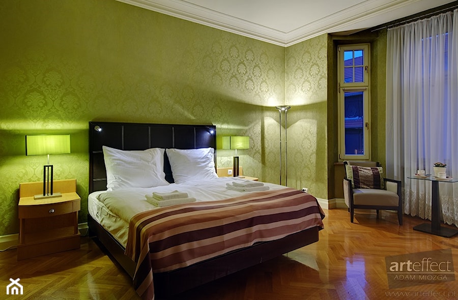 Mieszkania w kamienicy na wynajem w Katowicach - Średnia zielona sypialnia, styl vintage - zdjęcie od ART EFFECT Adam Miozga