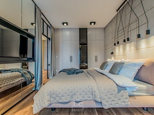 Projekt mieszkanie w Gdańsku - styl nowoczesny - sypialnia tynk beton szary - zdjęcie od Le-DESIGN