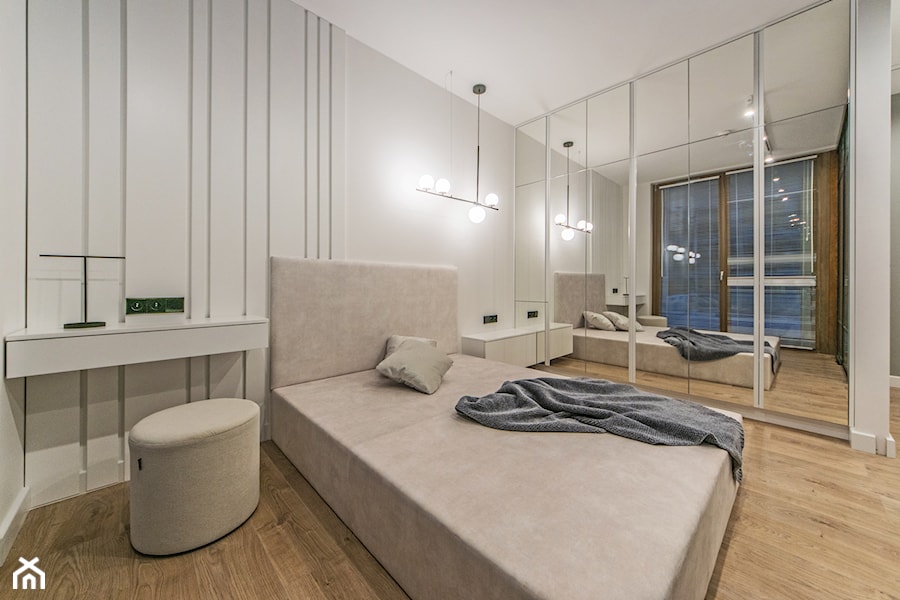 Projekt mieszkanie w Gdańsku - styl nowoczesny - sypialnia biała - zdjęcie od Le-DESIGN