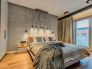 Projekt mieszkanie w Gdańsku - styl nowoczesny - sypialnia tynk beton szary - zdjęcie od Le-DESIGN