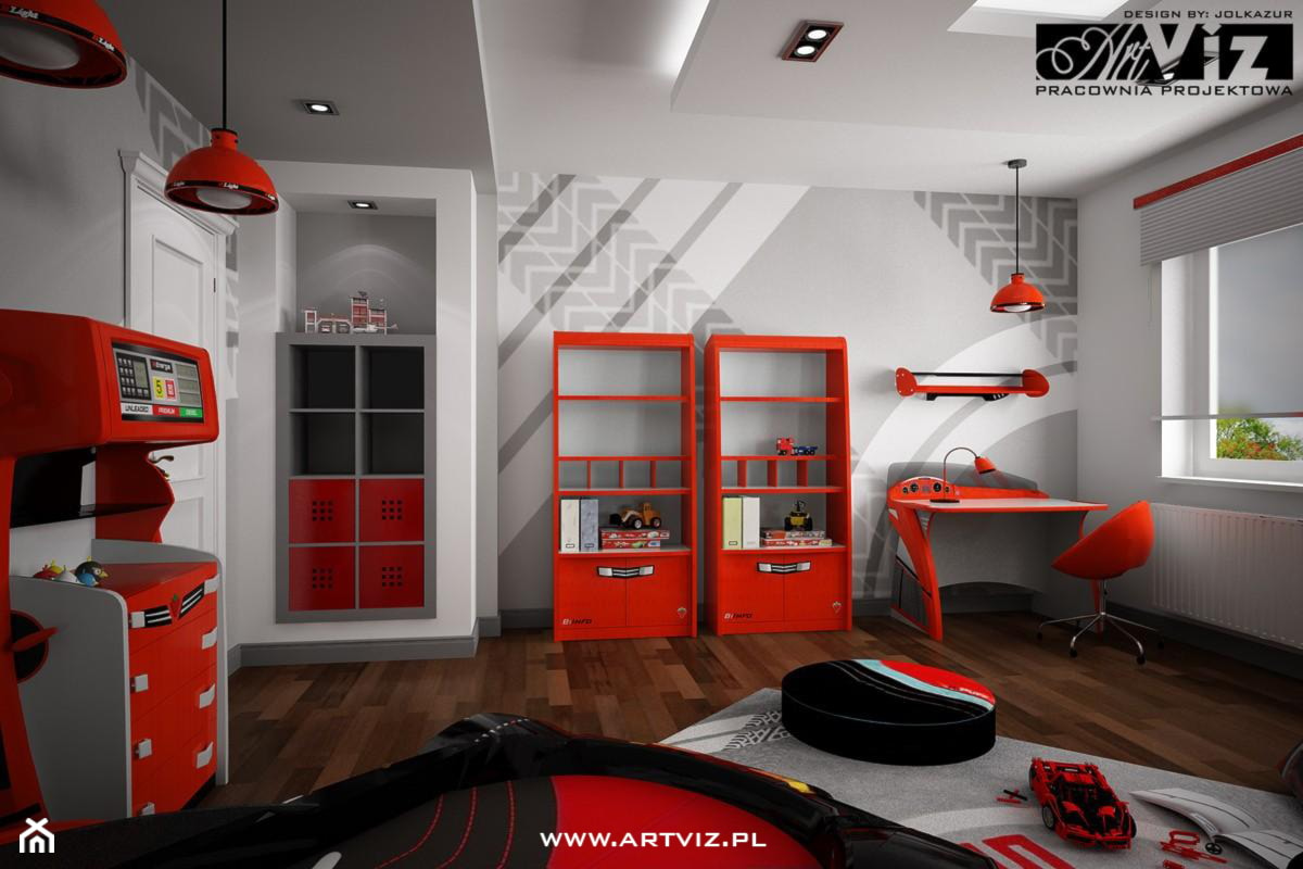 Pokój - salon - warsztat samochodowy dla chłopca - zdjęcie od ARTVIZ Pracownia Projektowa WROCŁAW - Homebook