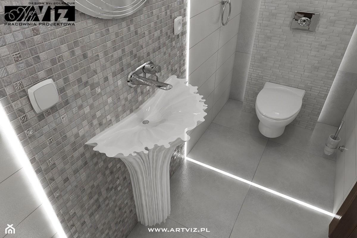 WC z nietypową umywalką - zdjęcie od ARTVIZ Pracownia Projektowa WROCŁAW - Homebook