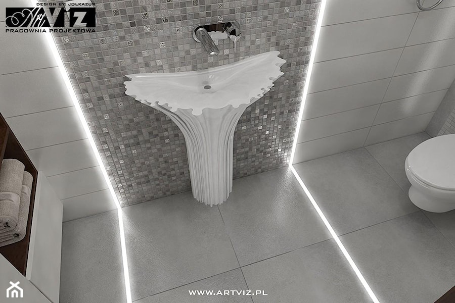 WC z nietypową umywalką - zdjęcie od ARTVIZ Pracownia Projektowa WROCŁAW