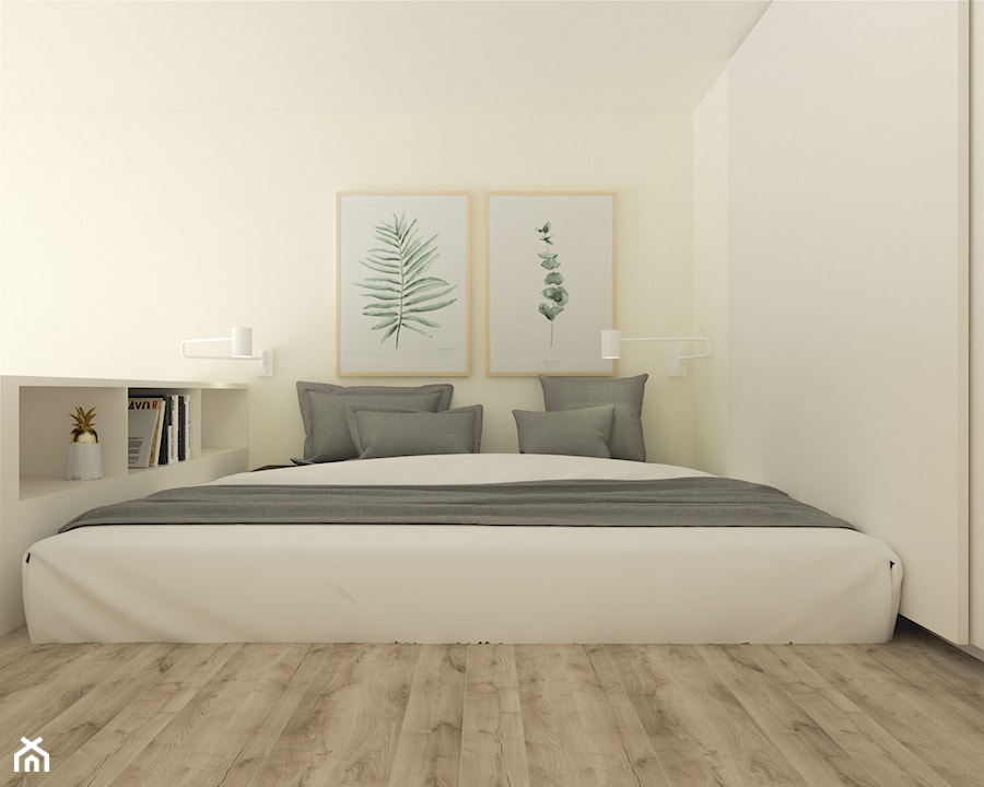 Gista Apartment - Mała biała sypialnia na antresoli, styl skandynawski - zdjęcie od TomaszKnapik