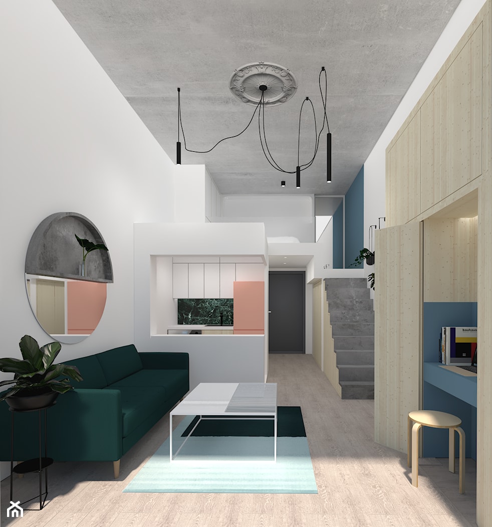 Mikro mieszkanie we Wrocławiu / 25m2+antresola - Salon, styl minimalistyczny - zdjęcie od Martyna Sprengel - Homebook
