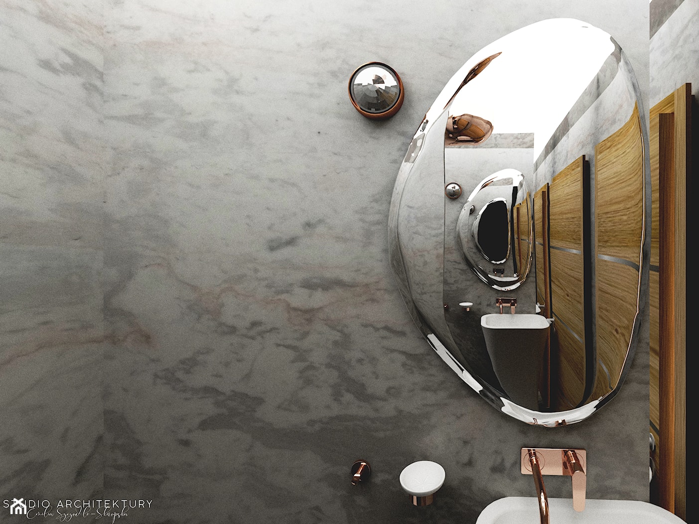 PRAGA - Mała bez okna z lustrem łazienka, styl glamour - zdjęcie od E.Space Studio - Homebook