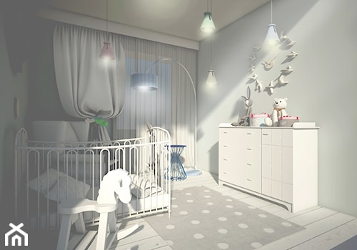 POZNAŃ - Średni szary pokój dziecka dla niemowlaka dla chłopca dla dziewczynki, styl nowoczesny - zdjęcie od E.Space Studio