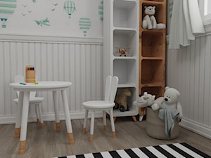 "Odlotowa kraina" - Mały biały pokój dziecka dla dziecka dla chłopca dla dziewczynki - zdjęcie od WENA Pracownia Wnetrz