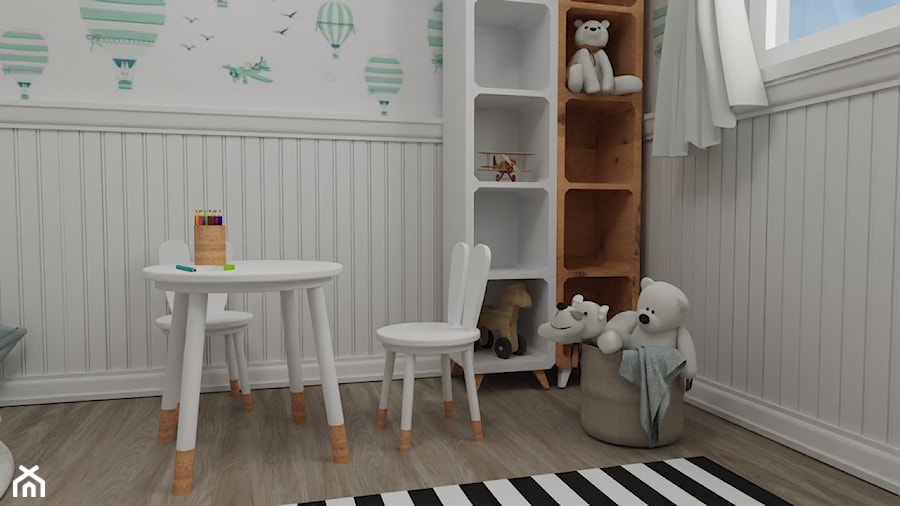 "Odlotowa kraina" - Mały biały pokój dziecka dla dziecka dla chłopca dla dziewczynki - zdjęcie od WENA Pracownia Wnetrz