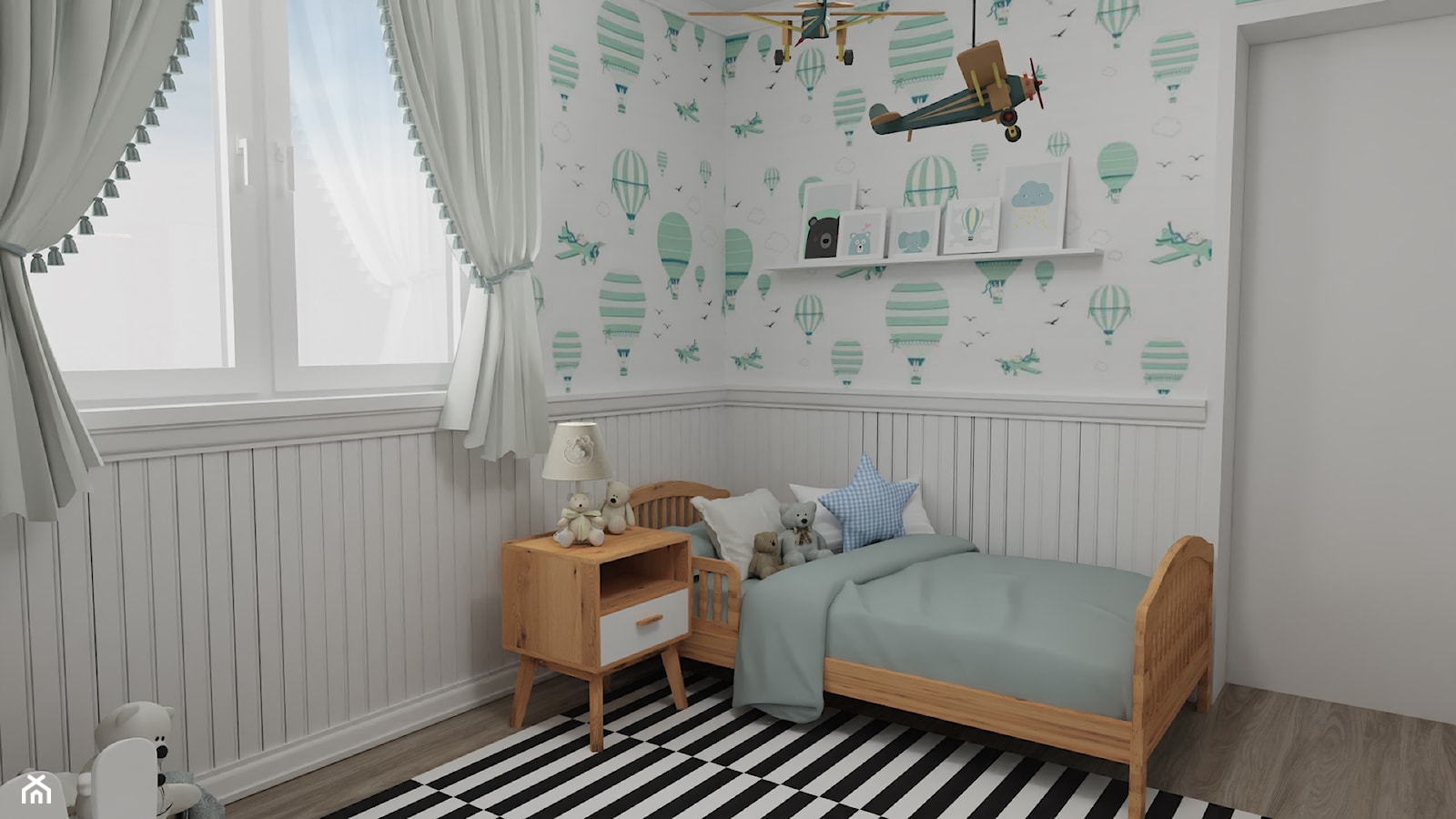 "Odlotowa kraina" - Średni biały zielony pokój dziecka dla dziecka dla chłopca dla dziewczynki - zdjęcie od WENA Pracownia Wnetrz - Homebook