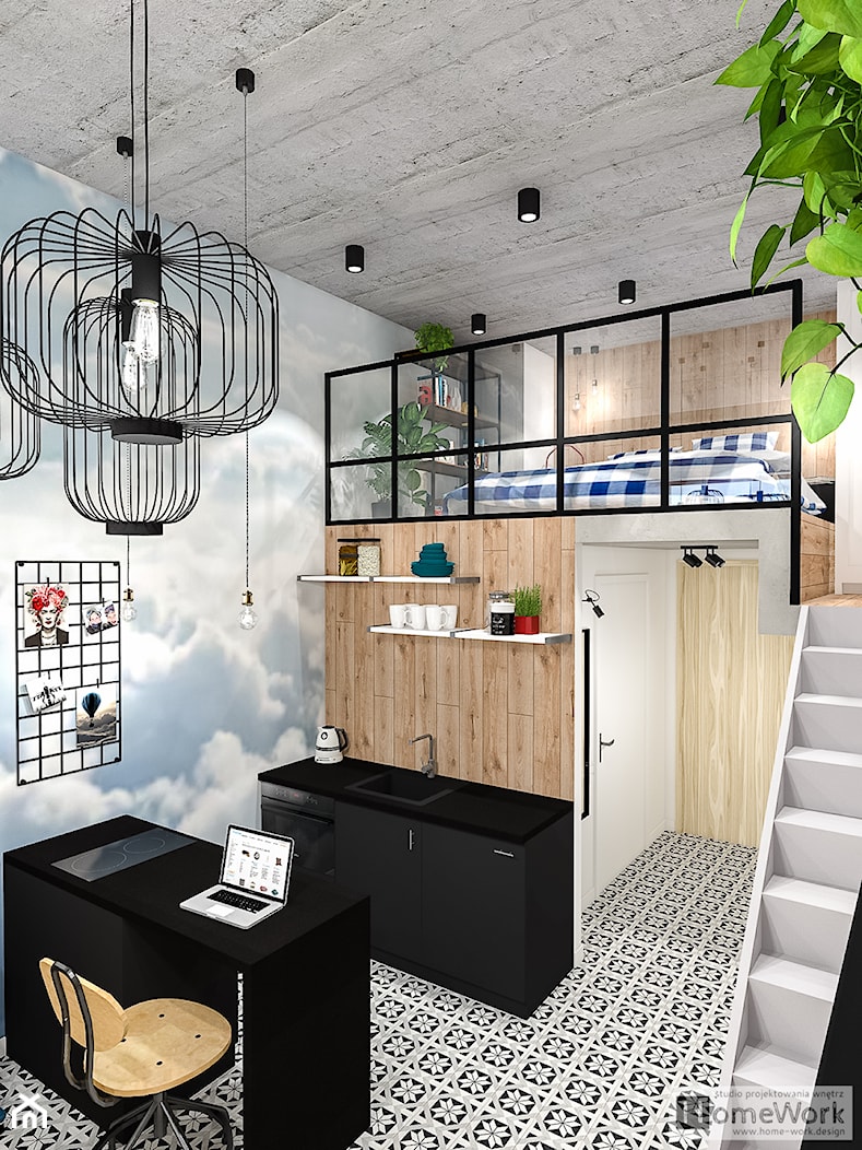 Loft w chmurach - kuchnia z jadalnią - zdjęcie od Home-Work studio projektowania wnętrz - Homebook