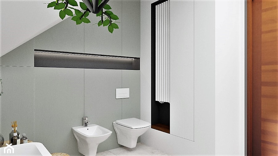 Łazienka na poddaszu - Średnia na poddaszu bez okna łazienka, styl nowoczesny - zdjęcie od IZZY PROJEKT