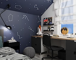 Kosmiczny pokój nastolatka - Mały biały czarny pokój dziecka dla nastolatka dla chłopca dla dziewczy ... - zdjęcie od IZZY PROJEKT - Homebook