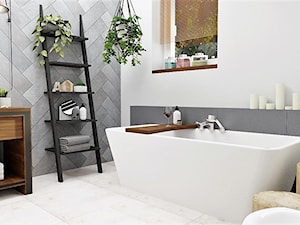Łazienka na poddaszu - Średnia z lustrem łazienka z oknem, styl nowoczesny - zdjęcie od IZZY PROJEKT