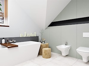 Łazienka na poddaszu - Średnia na poddaszu łazienka z oknem, styl nowoczesny - zdjęcie od IZZY PROJEKT