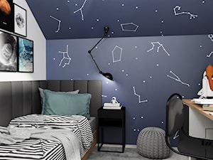 Kosmiczny pokój nastolatka - Mały biały czarny pokój dziecka dla dziecka dla nastolatka dla chłopca ... - zdjęcie od IZZY PROJEKT