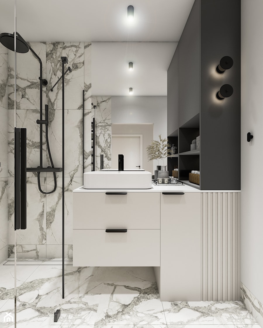 Łazienka łącząca elegancję oraz nowoczesność i minimalizm - zdjęcie od polymetricstudio