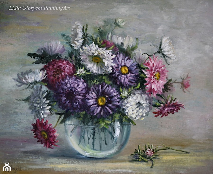 Kwiaty Astry - zdjęcie od Lidia Olbrycht Painting Art