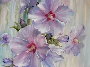 Hibiskus, obraz olejny ręcznie malowany na płótnie - zdjęcie od Lidia Olbrycht Painting Art