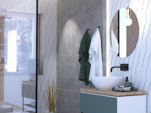 łazienka z oknem pod prysznicem - zdjęcie od Pracownia Projektowa Małgorzata Kowalkowska