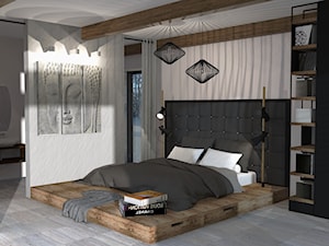 Pietrzykowice - Średnia czarna szara sypialnia, styl tradycyjny - zdjęcie od Pracownia Projektowa Małgorzata Kowalkowska