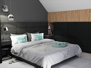 Wilkszyn - Średnia biała czarna sypialnia na poddaszu, styl nowoczesny - zdjęcie od Pracownia Projektowa Małgorzata Kowalkowska
