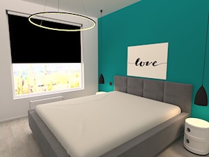Projekt Gdynia - Mała biała niebieska sypialnia, styl nowoczesny - zdjęcie od AB-INVEST