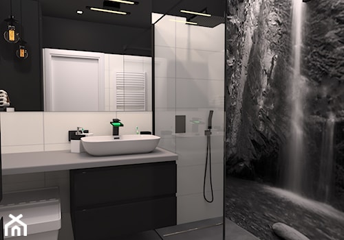 Projekt Gdynia - Mała bez okna z lustrem łazienka, styl industrialny - zdjęcie od AB-INVEST