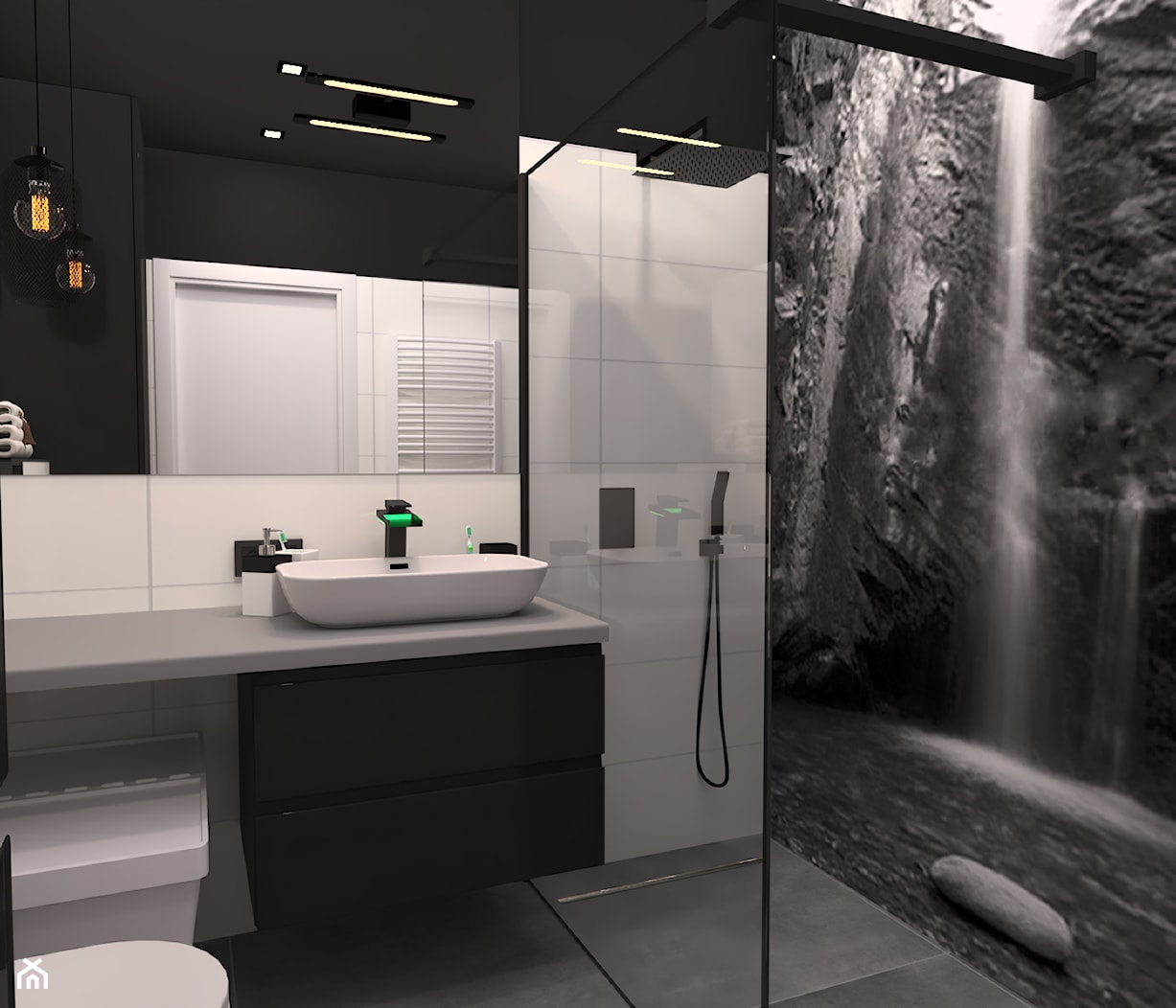 Projekt Gdynia - Mała bez okna z lustrem łazienka, styl industrialny - zdjęcie od AB-INVEST - Homebook