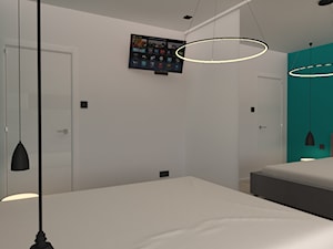 Projekt Gdynia - Mała biała niebieska sypialnia, styl nowoczesny - zdjęcie od AB-INVEST