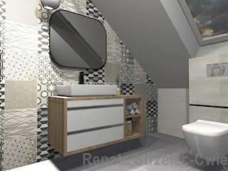 Łazienka na poddaszu z mozaiką