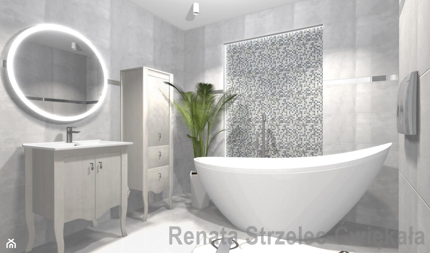 Łazienka z mozaiką - zdjęcie od Renata Strzelec - Ćwiękała - Homebook